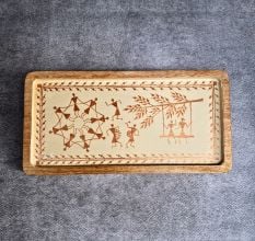Handcrafted Mango Wood Warli Painted Serving Tray
